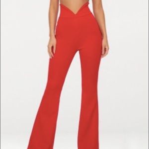 PrettyLittleThing Red Flare Pants